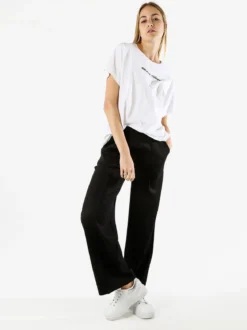 Essenziale Milano Pantaloni donna a palazzo in felpa con cucitura in rilievo - nero