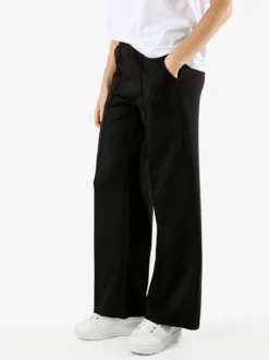 Essenziale Milano Pantaloni donna a palazzo in felpa con cucitura in rilievo - nero