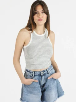 Essenziale Milano Top cropped donna a righe
