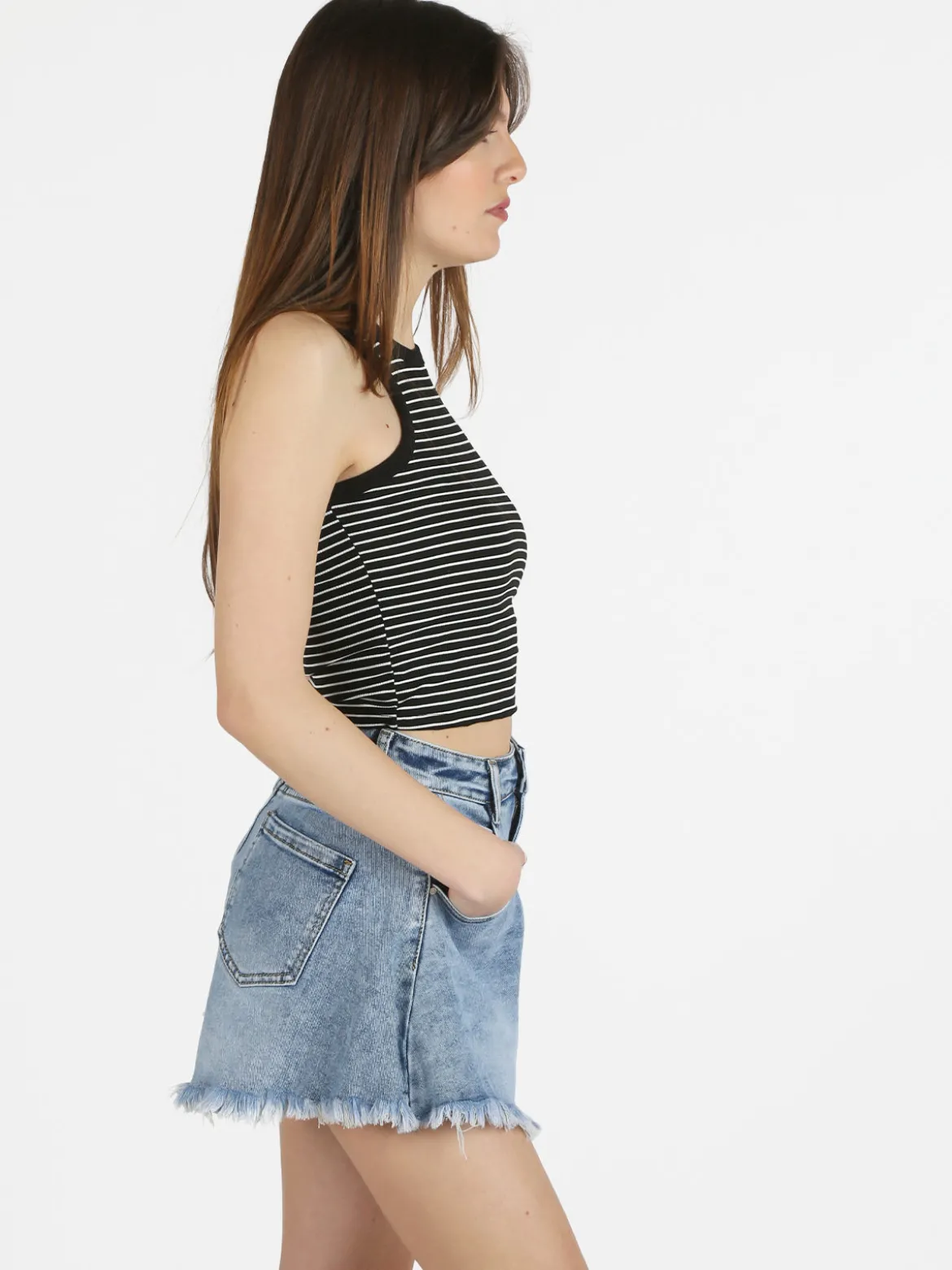 Essenziale Milano Top cropped donna a righe