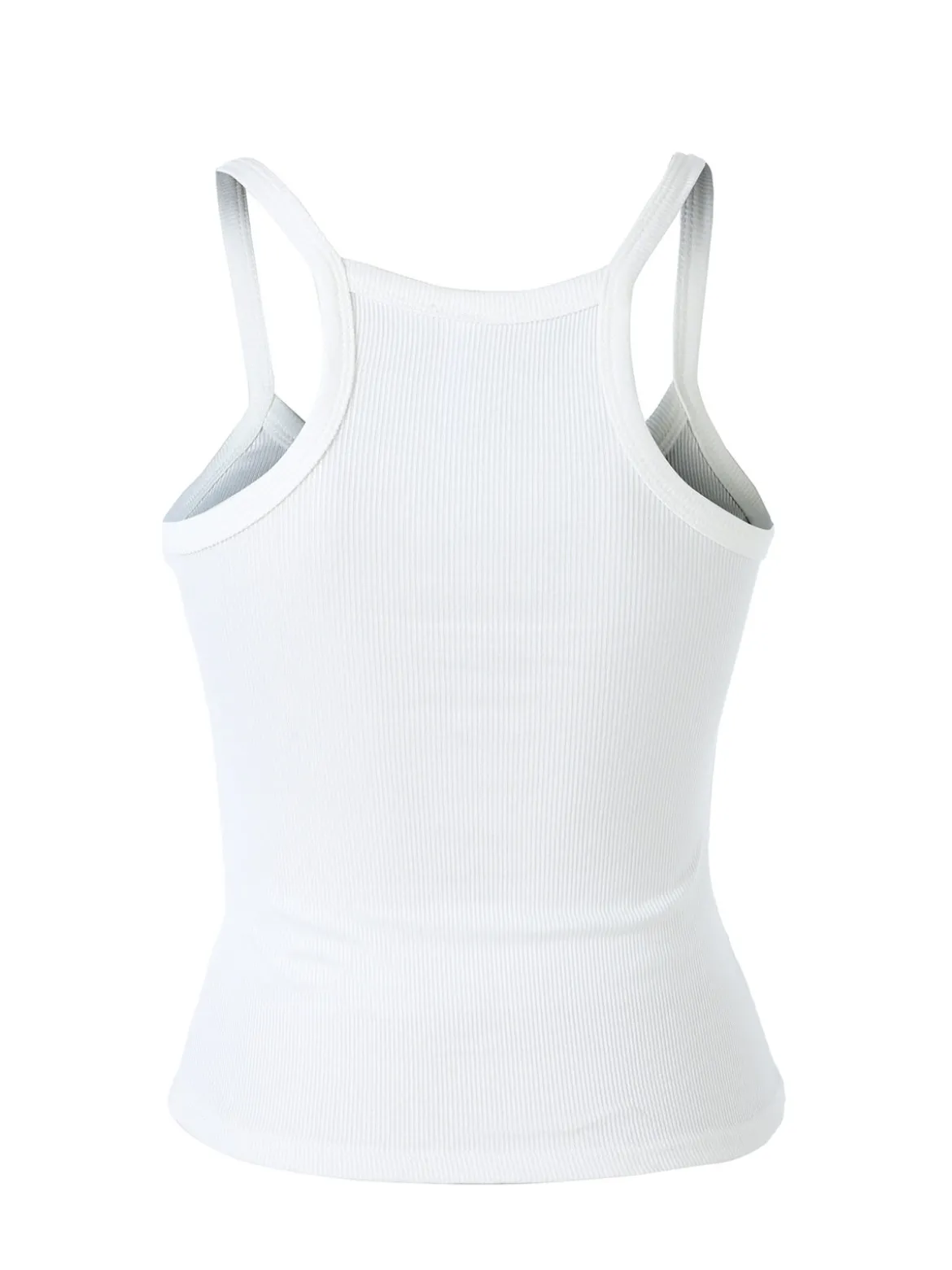 Essenziale Milano Top donna a coste con spalline strette e scollo vogatore - bianco