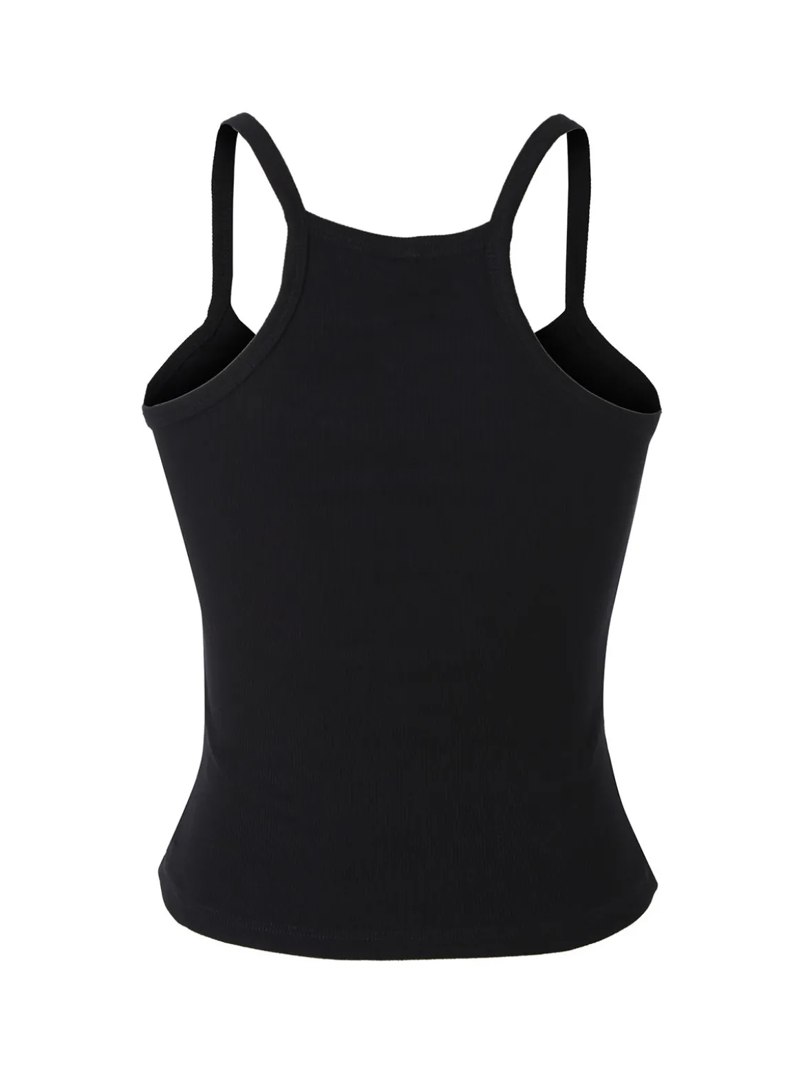 Essenziale Milano Top donna a coste con spalline strette e scollo vogatore - nero