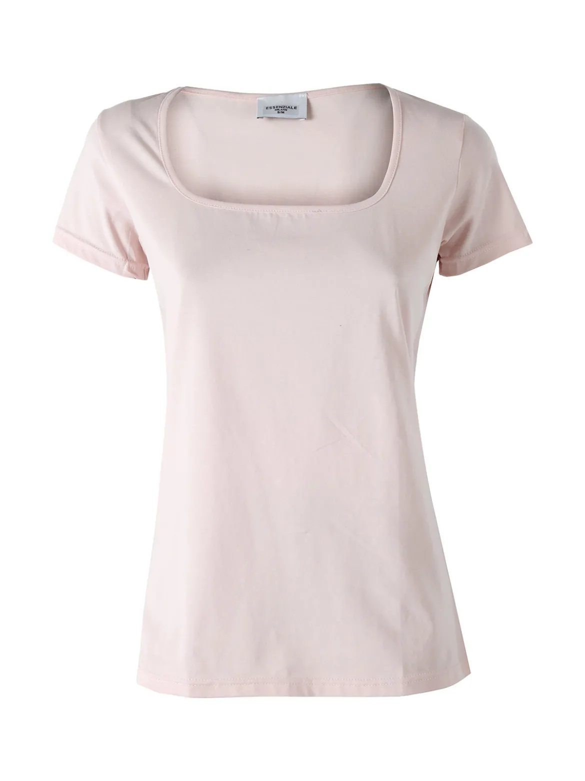 Essenziale Milano T-shirt da donna in cotone con scollo quadrato - rosa