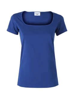 Essenziale Milano T-shirt da donna in cotone con scollo quadrato - bluette