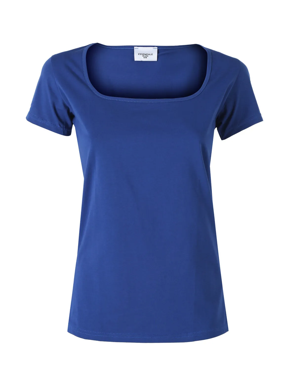 Essenziale Milano T-shirt da donna in cotone con scollo quadrato - bluette