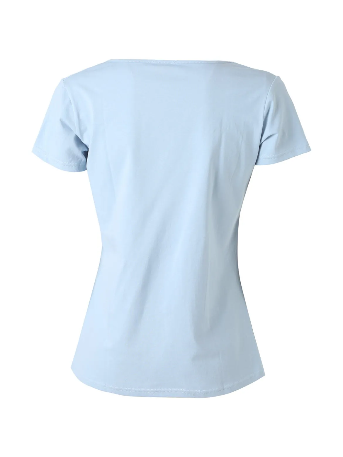 Essenziale Milano T-shirt da donna in cotone con scollo quadrato - azzurro