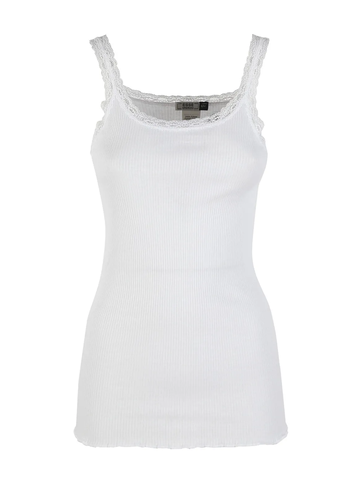 Esse Speroni Canotta donna girocollo a costine con pizzo