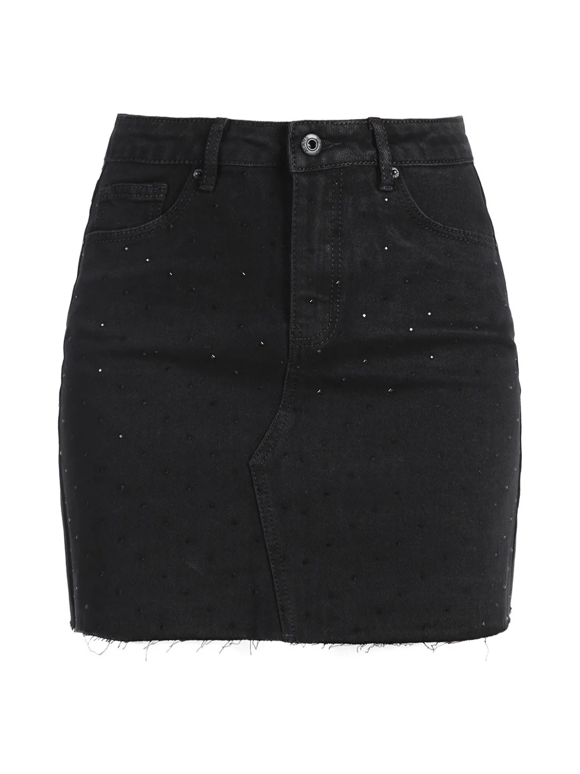 Farfallina Gonna donna in jeans con borchie - nero