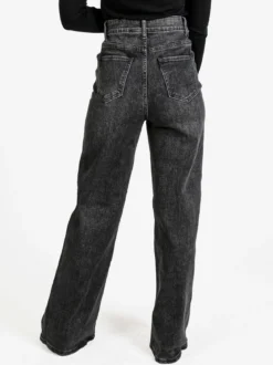 Farfallina Jeans donna a vita alta con finale a zampa - nero