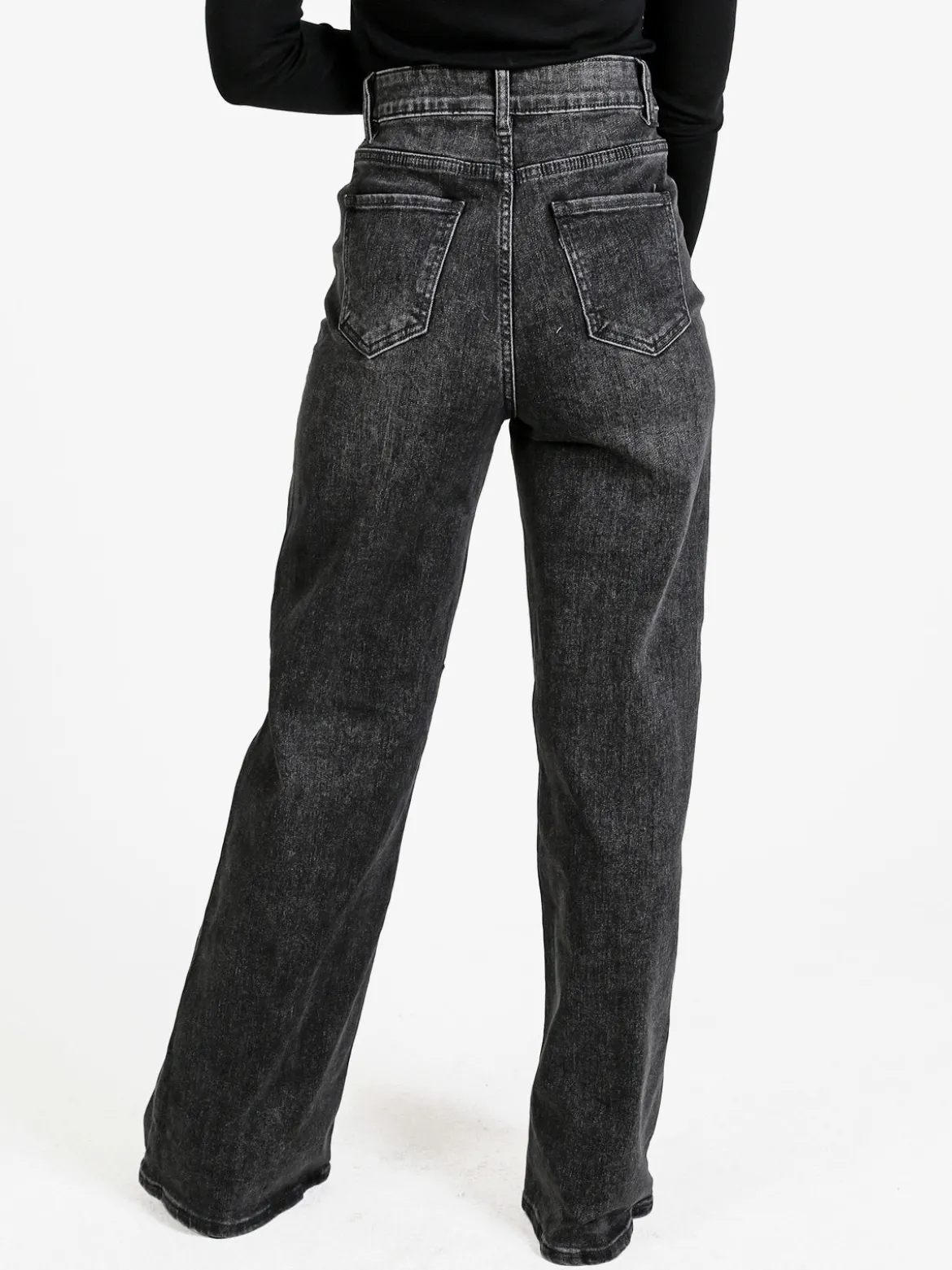 Farfallina Jeans donna a vita alta con finale a zampa - nero