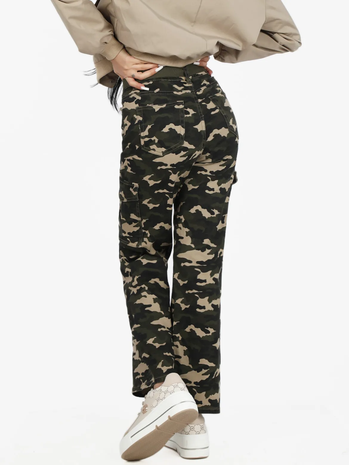Farfallina Pantaloni donna militare con tasconi
