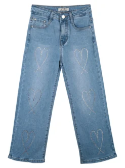 Fashion Jeans Jeans da bambina a gamba larga con strass