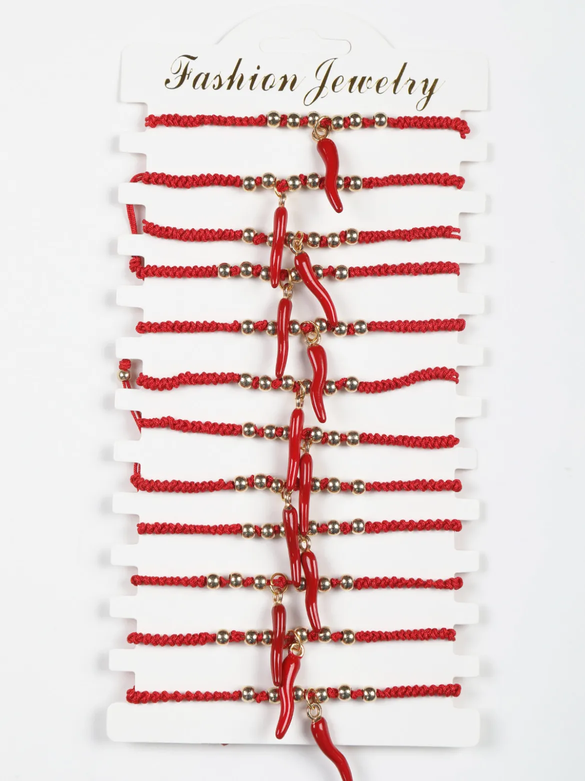 Fashion Jewelry Braccialetto in corda con cornetto portafortuna