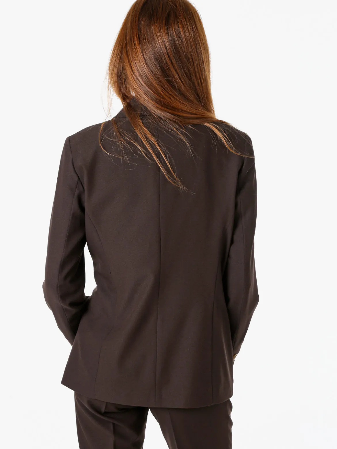 Fast Fashion Completo elegante da donna con blazer a doppiopetto e pantaloni a gamba dritta - moro