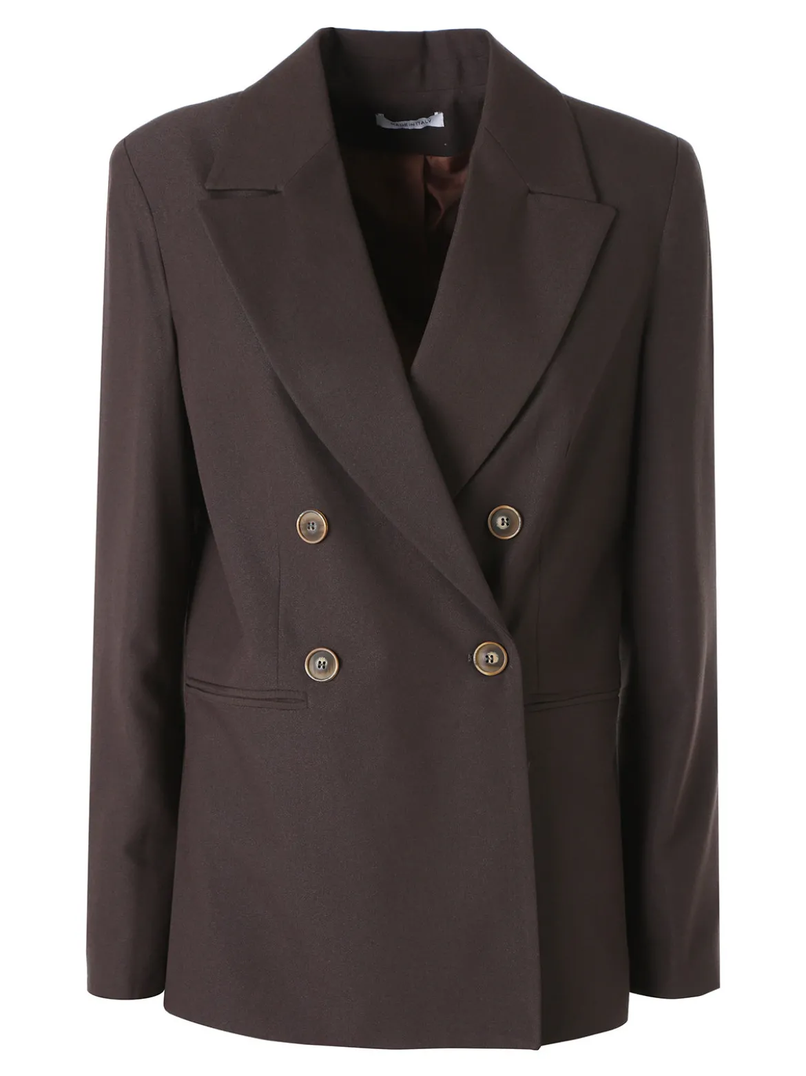 Fast Fashion Completo elegante da donna con blazer a doppiopetto e pantaloni a gamba dritta - moro