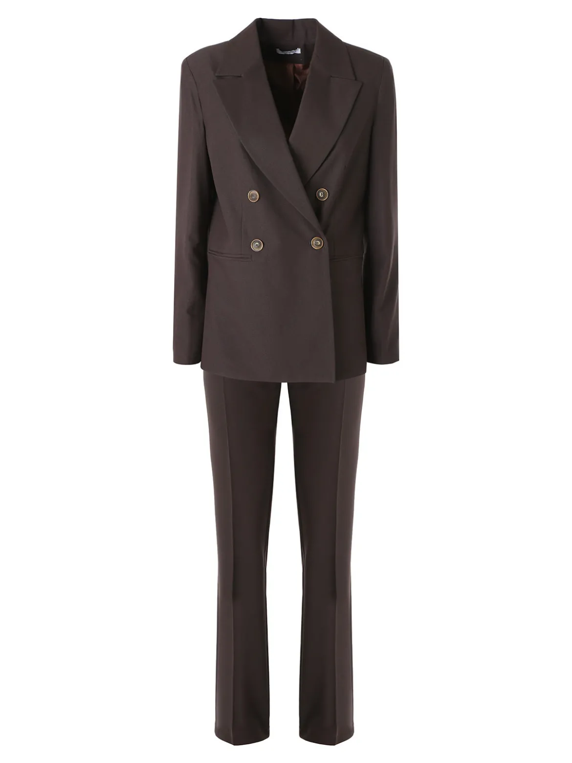 Fast Fashion Completo elegante da donna con blazer a doppiopetto e pantaloni a gamba dritta - moro