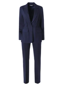 Fast Fashion Completo elegante da donna con blazer e pantaloni con finale a zampa - blu
