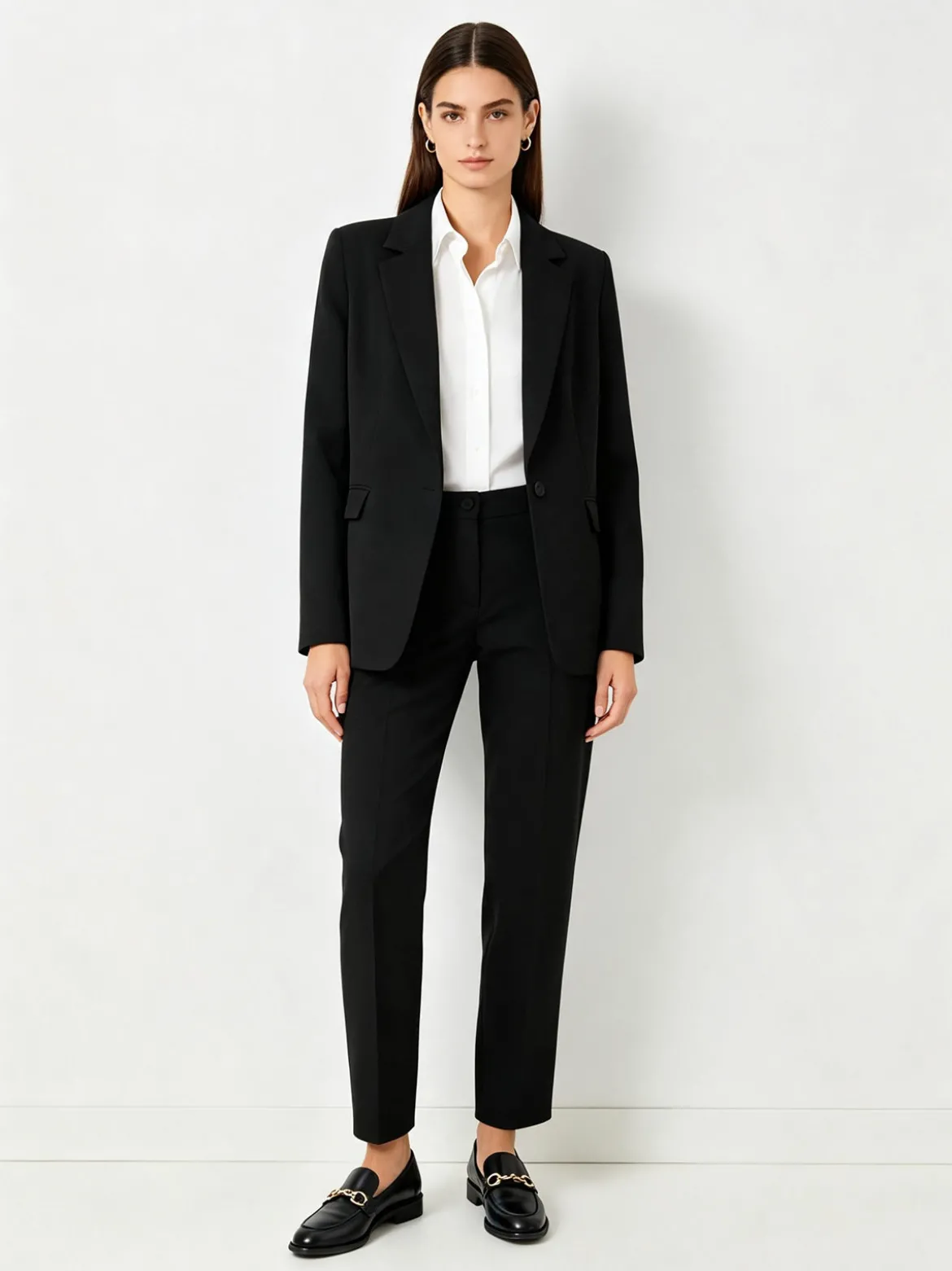 Fast Fashion Completo elegante da donna con blazer e pantaloni a gamba dritta - nero