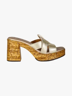 Feeling Ciabatte donna con tacco e plateau - platino
