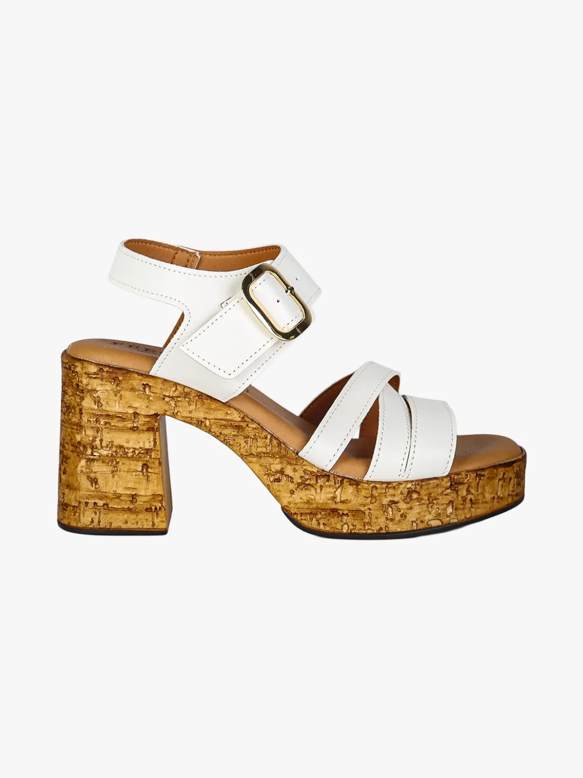 Feeling Sandali donna con fibbia tacco largo e plateau - bianco