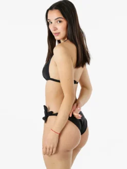 Fendian Bikini donna con reggiseno imbottito a triangolo e slip con laccetti - nero
