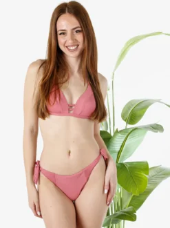 Fendian Bikini donna lurex con reggiseno a triangolo e slip con laccetti - rosa
