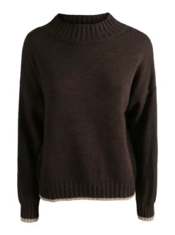 Fh Maglione donna in misto lana con dettaglio lurex - marrone