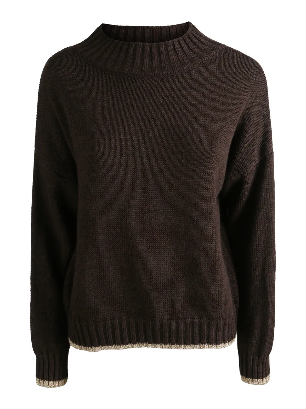 Fh Maglione donna in misto lana con dettaglio lurex - marrone