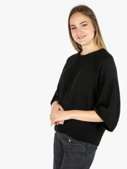 Fh Maglione donna in misto lana con maniche a pipistrello - nero