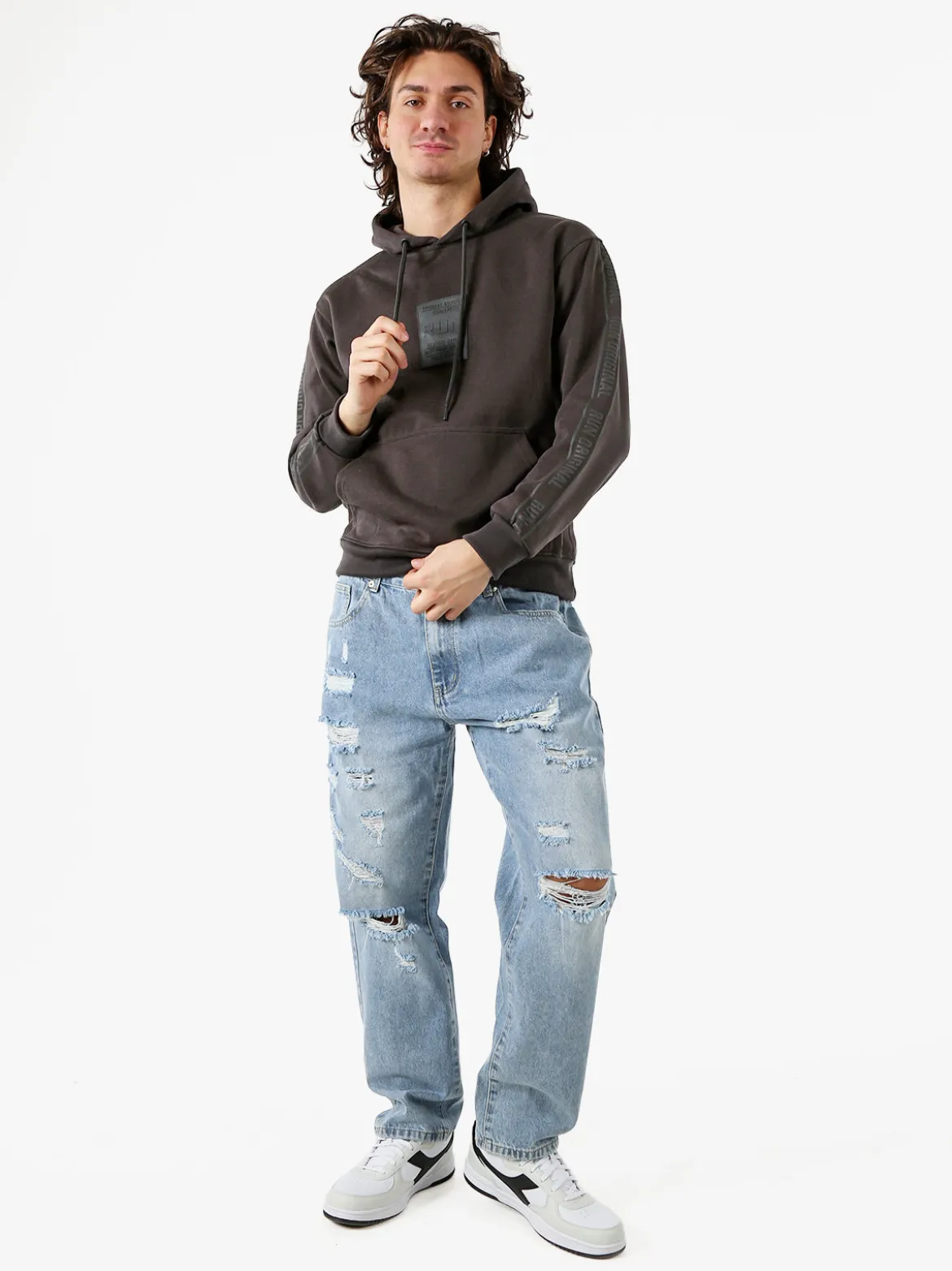 Flex Style Felpa da uomo con cappuccio - grigio scuro