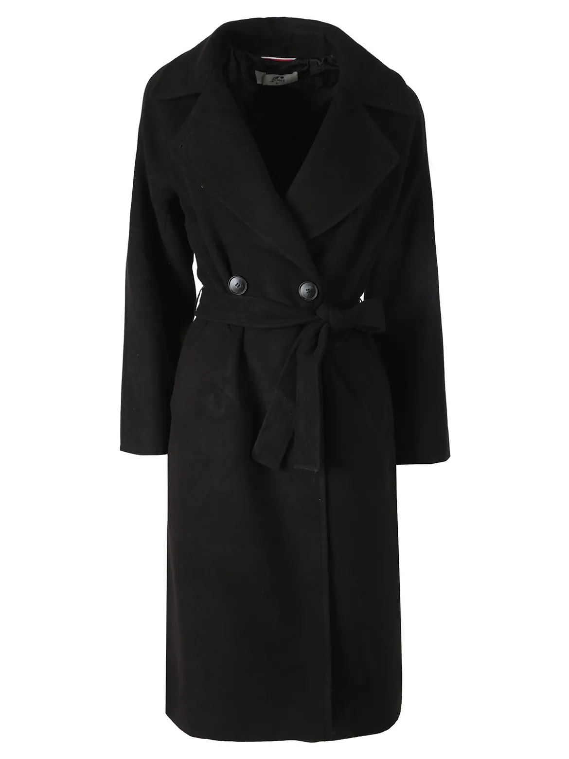 Flight Finery Cappotto lungo da donna a doppiopetto misto lana - nero