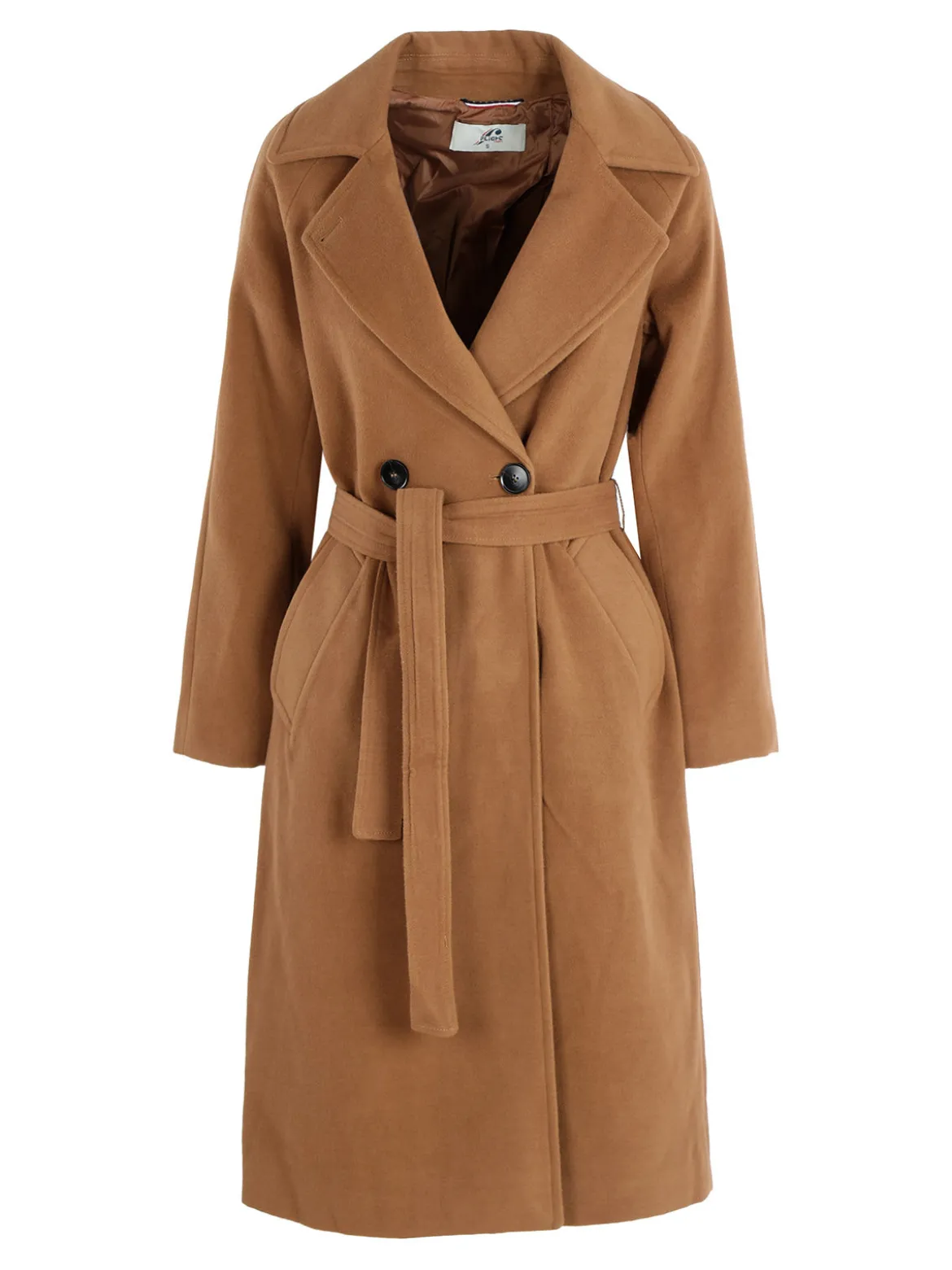 Flight Finery Cappotto lungo da donna a doppiopetto misto lana