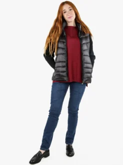 Flight Finery Giubbotto donna imbottito con maniche in maglia e cappuccio - nero