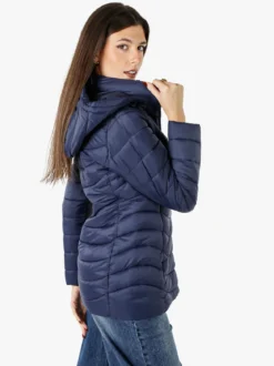 Flight Finery Giubbotto lungo da donna con cappuccio e zip - blu