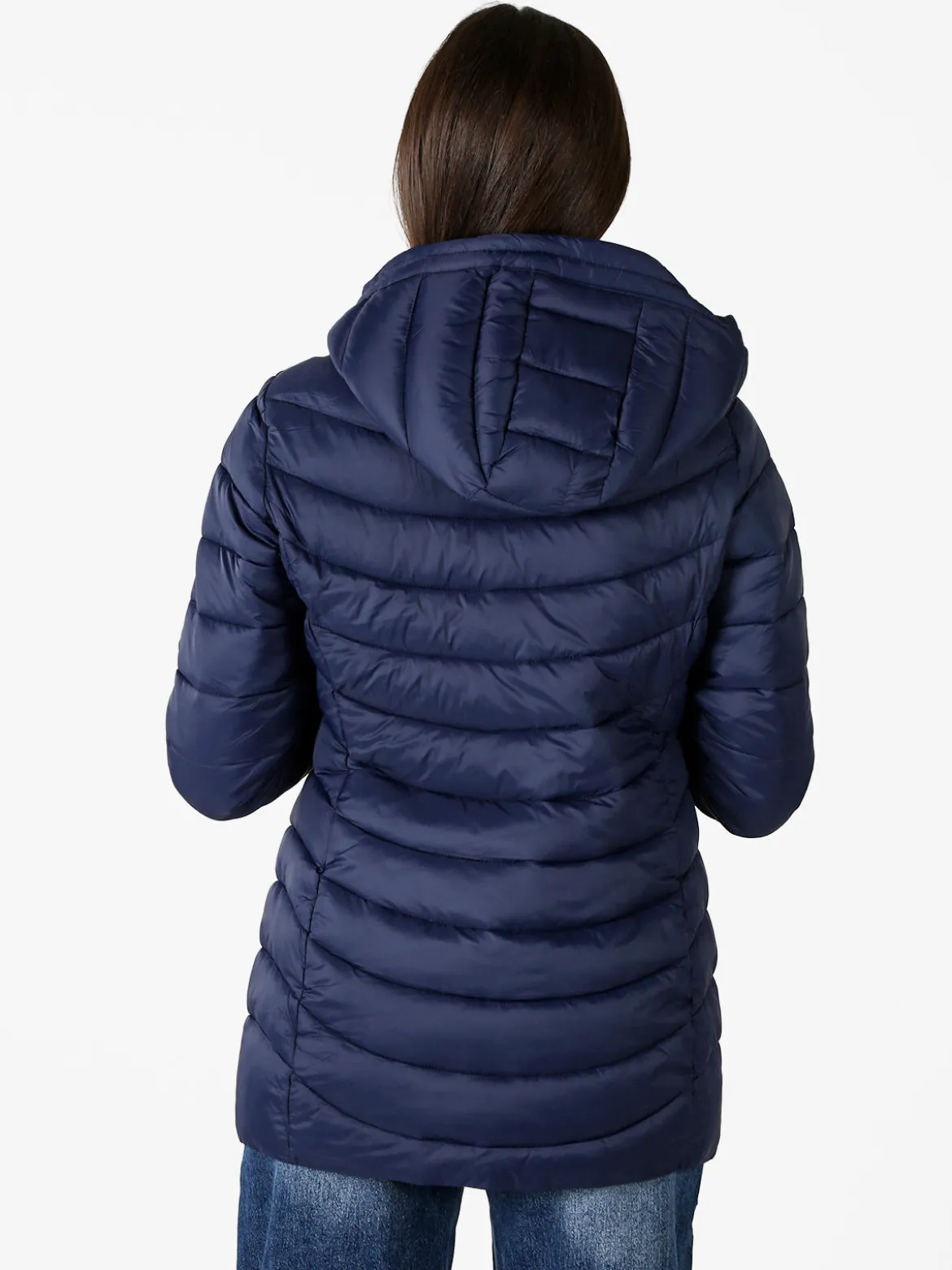 Flight Finery Giubbotto lungo da donna con cappuccio e zip - blu