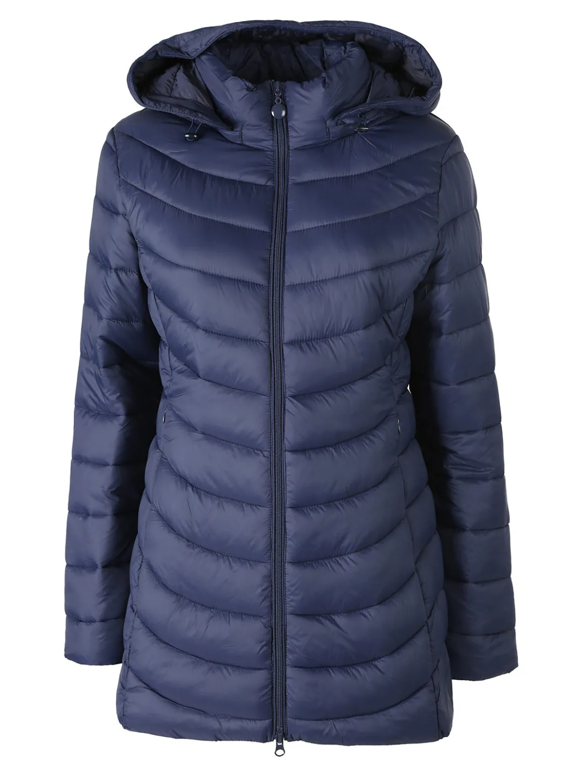 Flight Finery Giubbotto lungo da donna con cappuccio e zip - blu