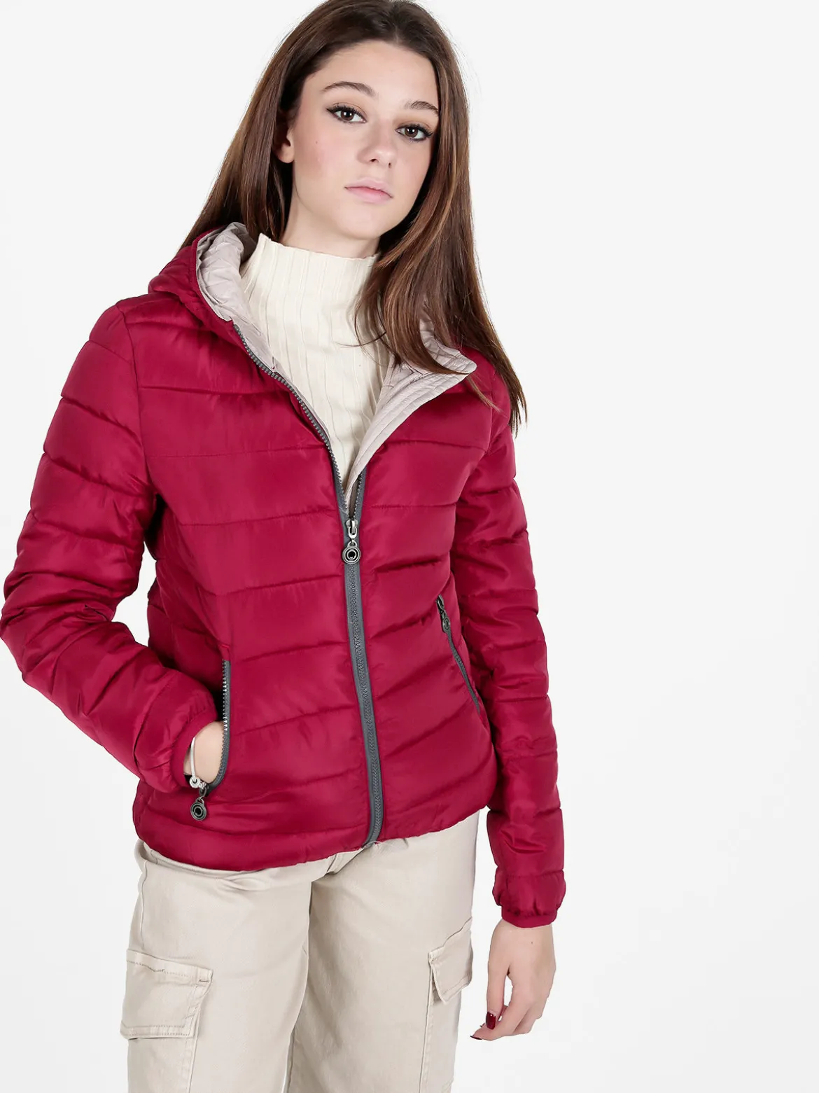 Flight Finery Piumino donna imbottito con cappuccio e zip