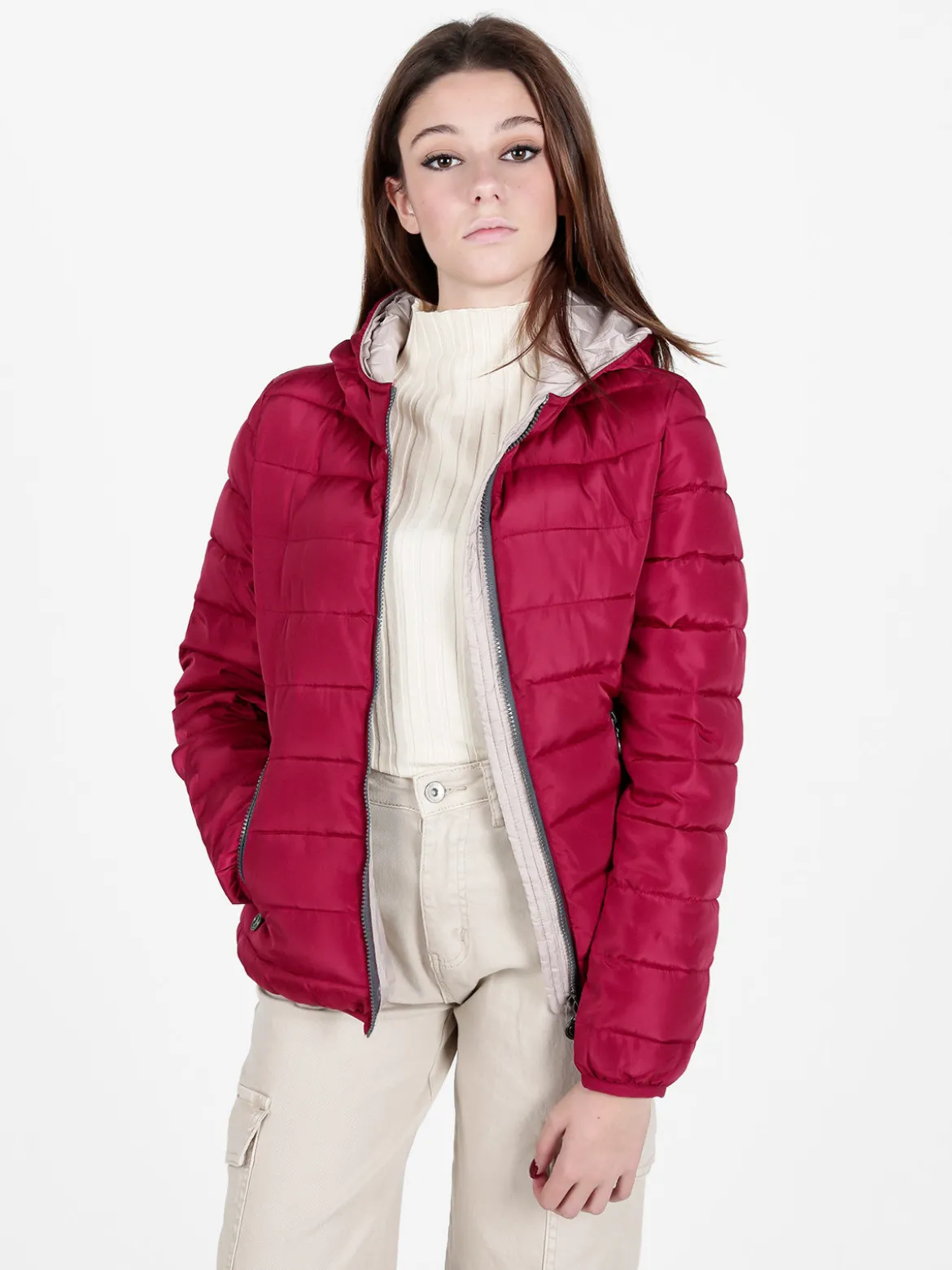Flight Finery Piumino donna imbottito con cappuccio e zip