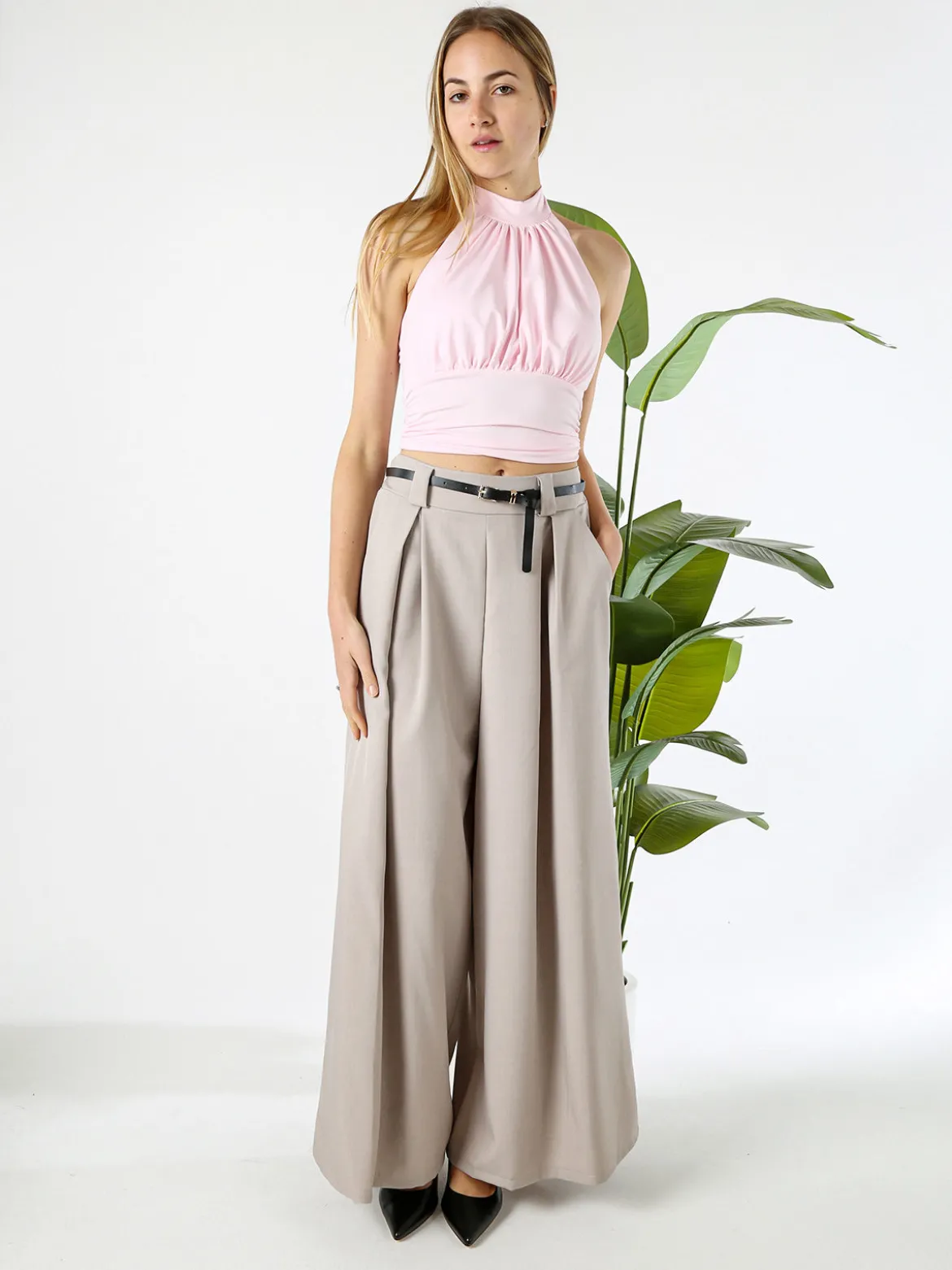 Floria Pantaloni a palazzo da donna con cintura sottile