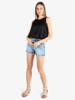 Floria Top donna smanicato effetto raso