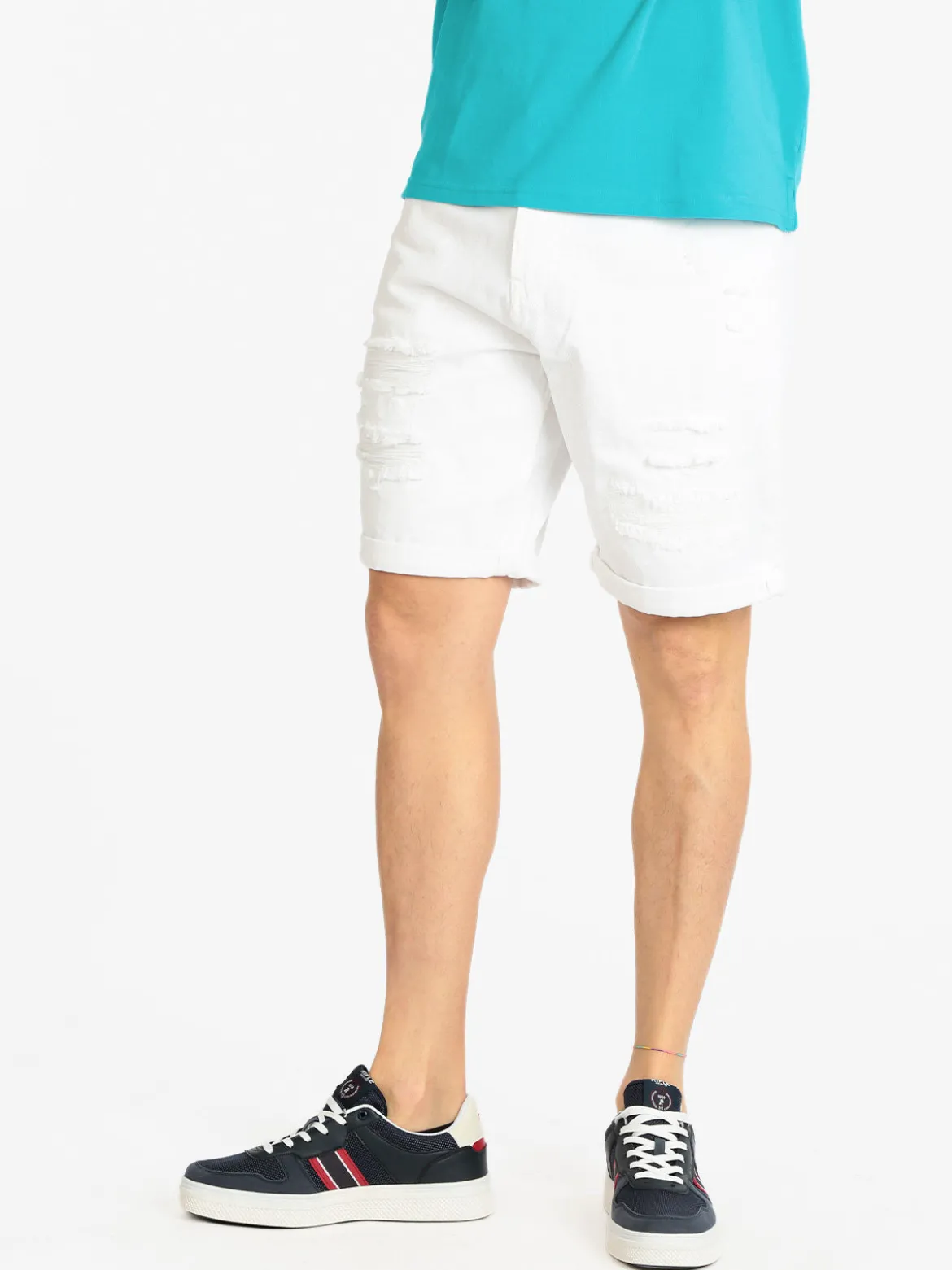 Frankie Malone Bermuda in jeans con strappi da uomo