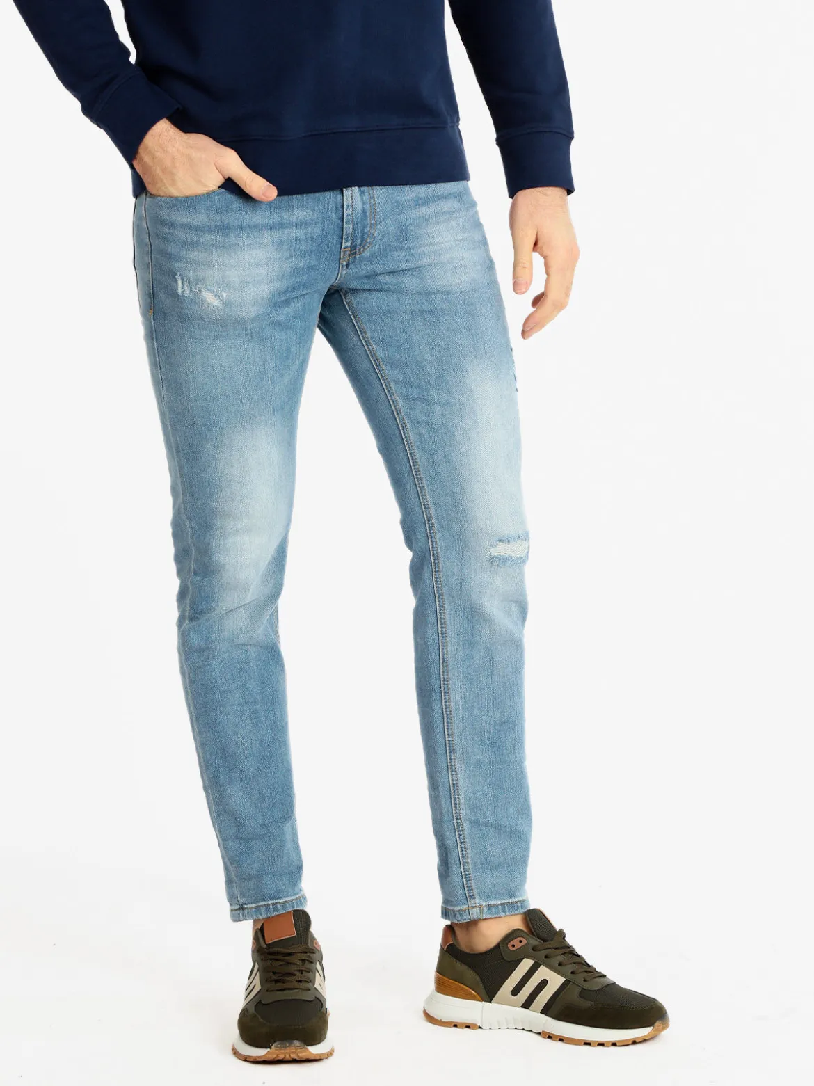 Frankie Malone Jeans da uomo slim fit con strappi