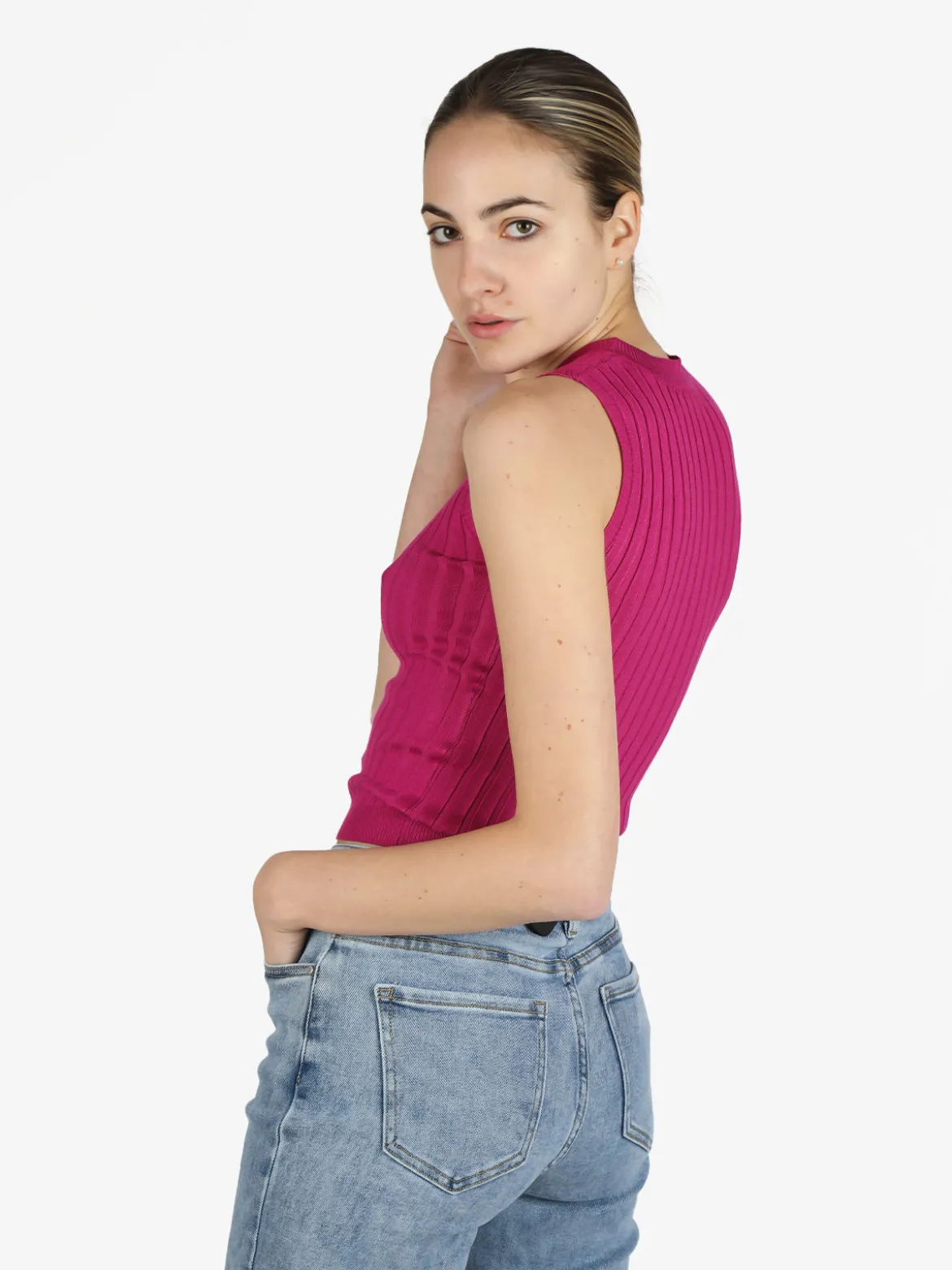 Free Style Top donna elasticizzato a coste