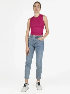 Free Style Top donna elasticizzato a coste