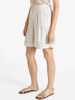 Frenetika Bermuda donna in misto lino con risvolto