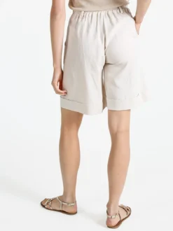 Frenetika Bermuda donna in misto lino con risvolto