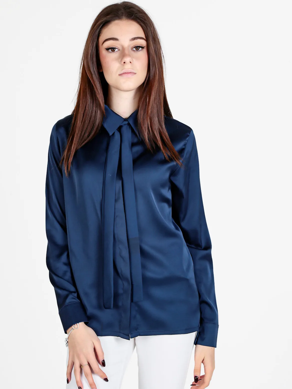 Frenetika Camicia donna effetto raso con cravattino
