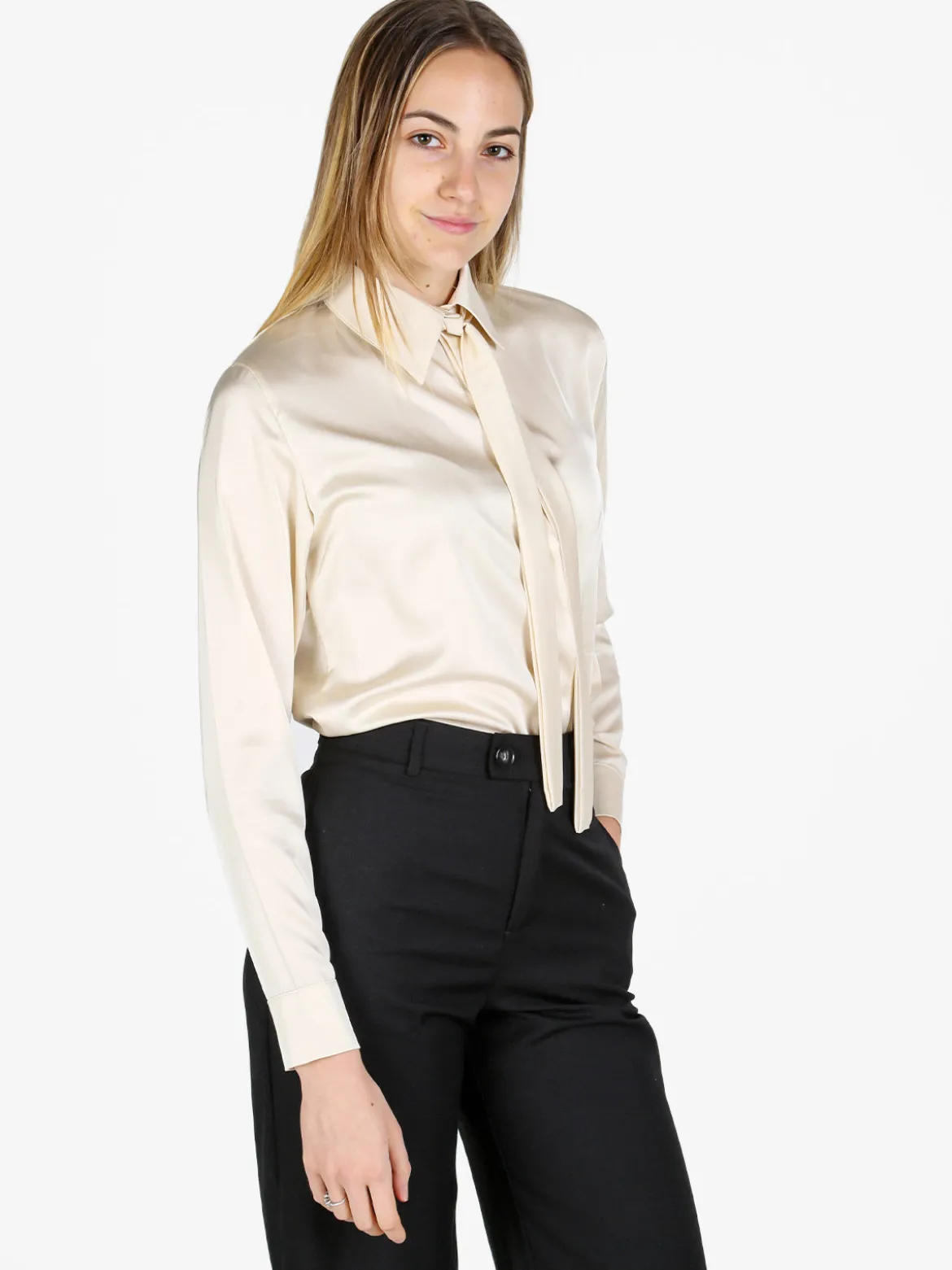 Frenetika Camicia donna effetto raso con cravattino