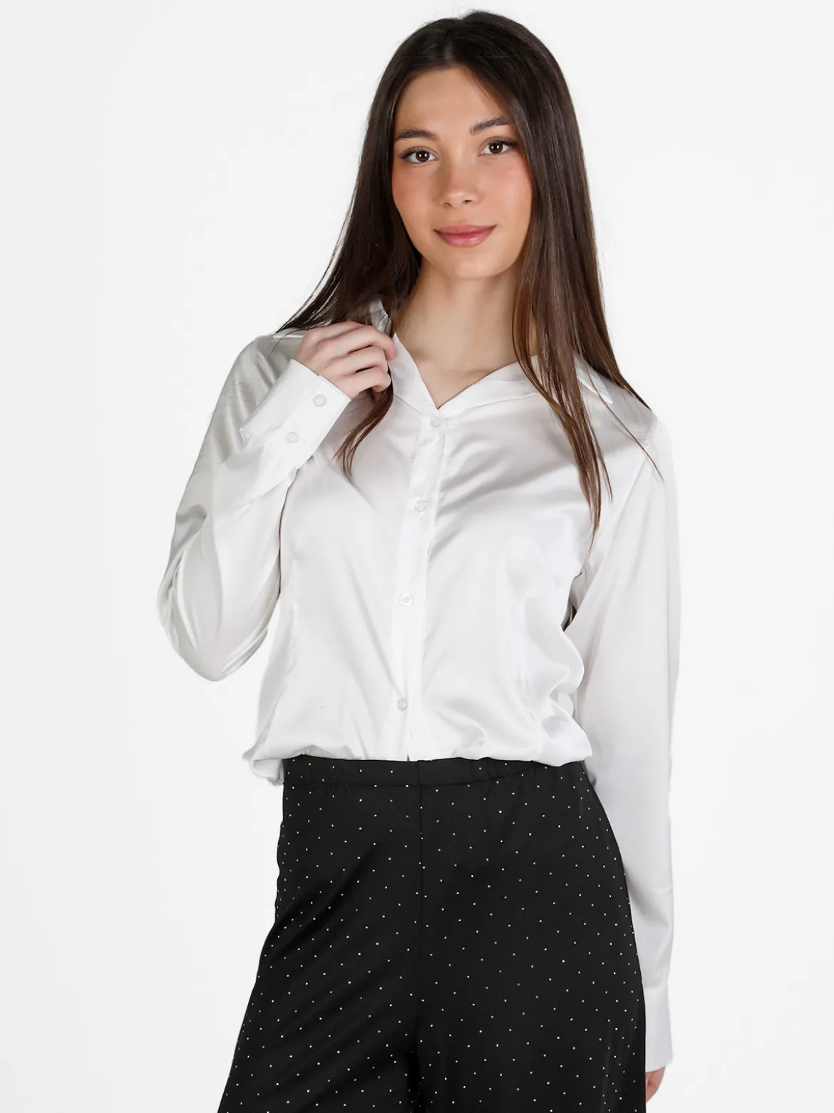Frenetika Camicia donna effetto seta a maniche lunghe