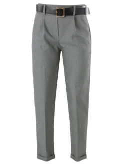Frenetika Pantaloni da donna a gamba dritta con cintura e risvolti sul finale - grigio